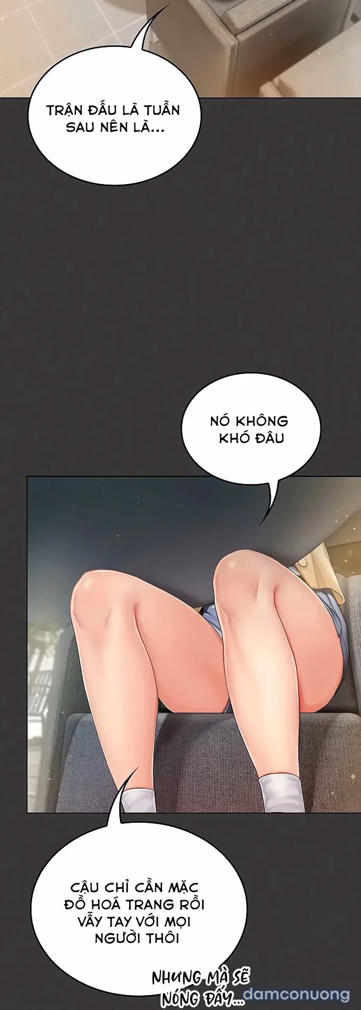 Cố lên nào! Em sẽ cổ vũ anh bằng cả cơ thể này. 