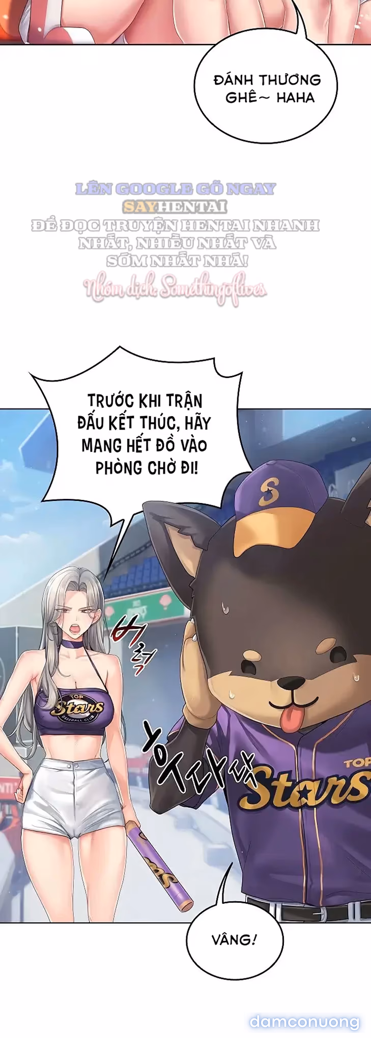 Cố lên nào! Em sẽ cổ vũ anh bằng cả cơ thể này. 