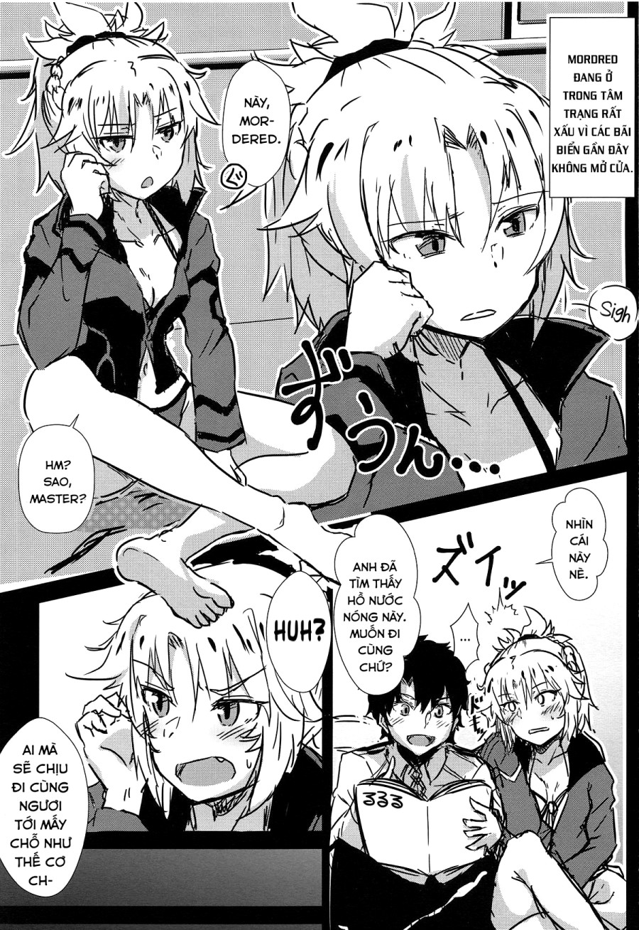 Đến suối nước nóng ngoài trời cùng Mordred. 