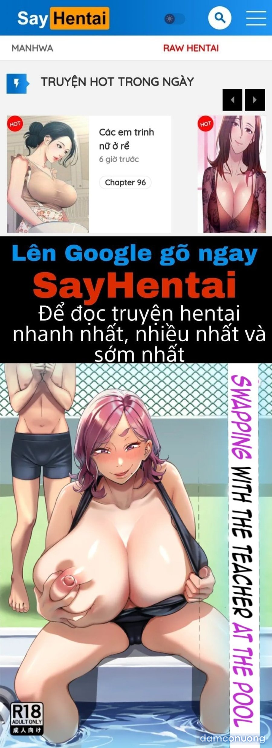 Hoán đổi với giáo viên tại bể bơi. 